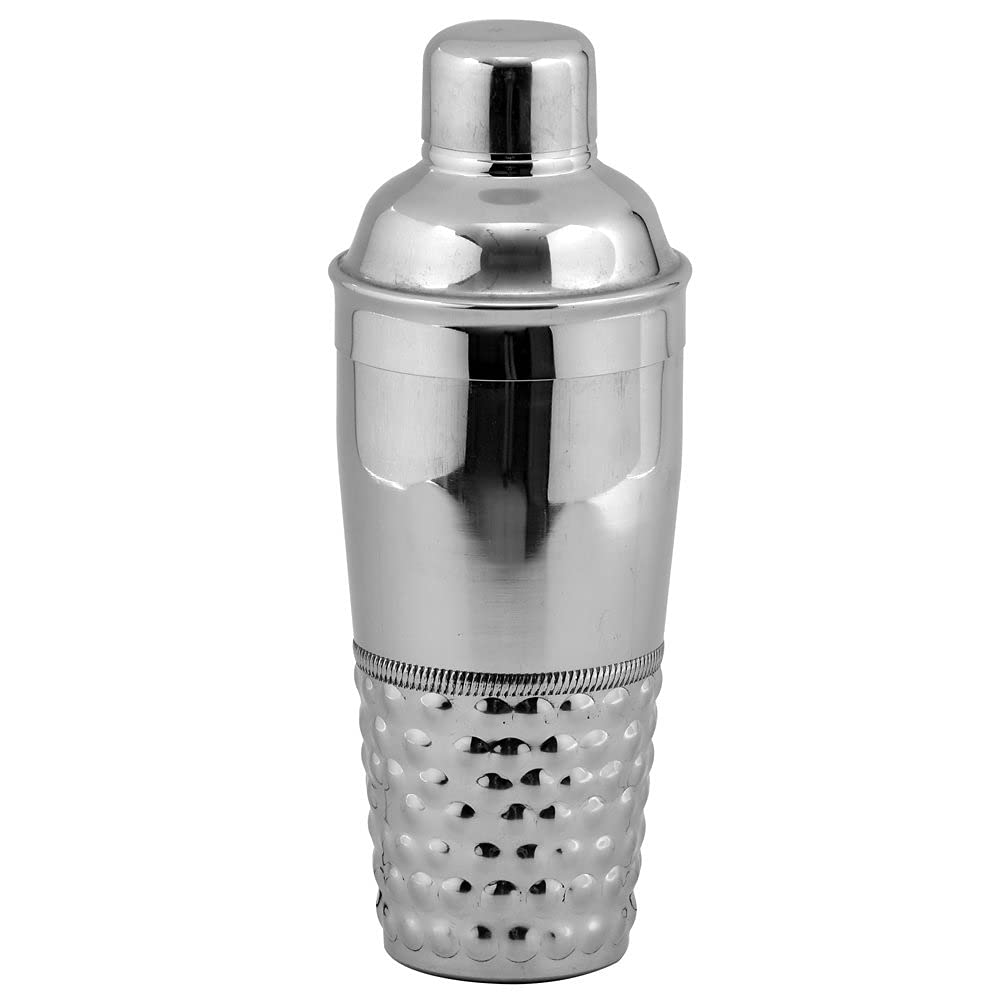 Kosma Cocktail Shaker Stainless Steel in Hammered Finish with Bubble Effect | Cocktail Mixer with Jigger Cap | Mocktail Shaker | Martini Drink Shaker | Barware (Size - 750 ml)