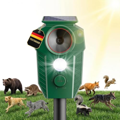 MEKEET Ultrasonic Cat Repeller for Garden, Solar Cat Repellent with Motion Sensor and LED Flash, IP65 Waterproof, Animal Repellent Against Cats, Dogs, Martens, Foxes and Wildlife