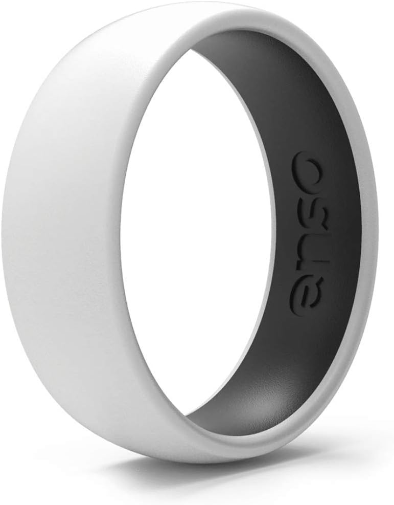 Enso Rings Dual Tone Silicone Wedding Ring – Two Tone Hypoallergenic Wedding Band – Comfortable Band for Active Lifestyle - Medical Grade Silicone – 1.75mm Thick Unisex Band