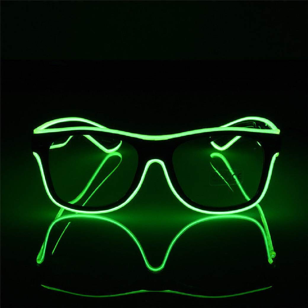 Neon El Wire LED Light Up led glasses Clear LED Standard Control Box Funny Amazing Cool Glasses Eyeglasses Eyewear for Christmas Halloween Wild Party,Dance Ball,Crazy Parties, Raves (Green)