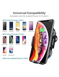 Marrrch Cargador de coche inalámbrico, completamente automático, 10 W Qi carga rápida para Samsung Galaxy S10e Note 9 8 S9 S8, ventilación de coche, soporte de teléfono compatible con todos los teléfonos Qi