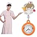 Top Plaza Girls' Kid's Cute Lovely Cartoon Angel Silicone Nurse Clip-on Fob Brooch Hanging Easy Pull Clasp Stretch Analog Quartz Pocket Watches,Set of 3