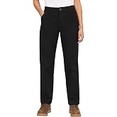 Dickies Women's Slim Straight Stretch Duck Carpenter Pants Sits at Waist | Contour Waistband Prevents Back Gapping, Reinforced Double-Needle Stitching, Brushed for Soft Everyday Comfort
