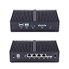 Qotom-Q355G4 Fanless Mini PC Home Server with 4 Ethernet LAN Intel Core i5 5200U Computer (8G RAM + 128G SSD + WiFi)