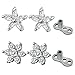2Pairs Flower Dermal Top Surgical Steel Internally Thread Base Dermal Anchor Skin Piercing Jewelry (White)