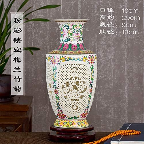THEAORNAMENTS Ceramic Vase Decoration Flower Arrangement Hollow Porcelain Chinese Home Wine Cabinet Decoration