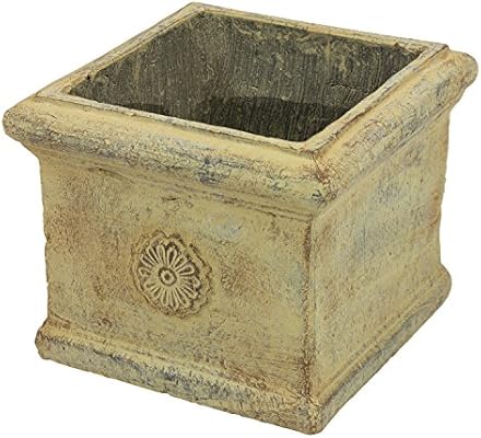 Keramik Blumentopf Pflanzkubel Pflanztrog Eckig Rustikal Stein Optik 19 5 Cm Amazon De Garten