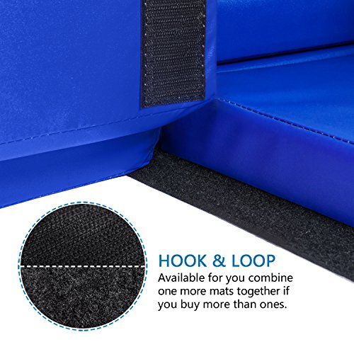 Matladin 6' Folding Tri-fold Gymnastics Gym Exercise Aerobics Mat, 6ft x 2ft x 2in PU Leather Tumbling Mats for Stretching Yoga Cheerleading Martial Arts (Blue) - Thumbnail 5