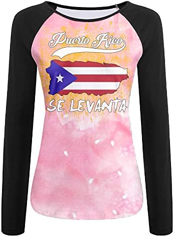 Puerto Rico SE Levanta Casual Baseball Boat Neckline Fashion Long Sleeve Women Raglan T Shirt