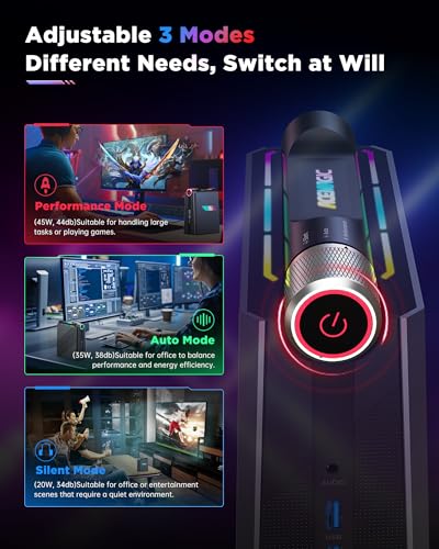 ACEMAGIC AD08 Mini PC Core i9-11900H (4.9GHz, 24MB Cover), 16GB DDR4 512GB SSD, Micro-Computer 3 Adjustable Modes for Gaming/Business [WiFi6/BT5.2/Dual Fans]