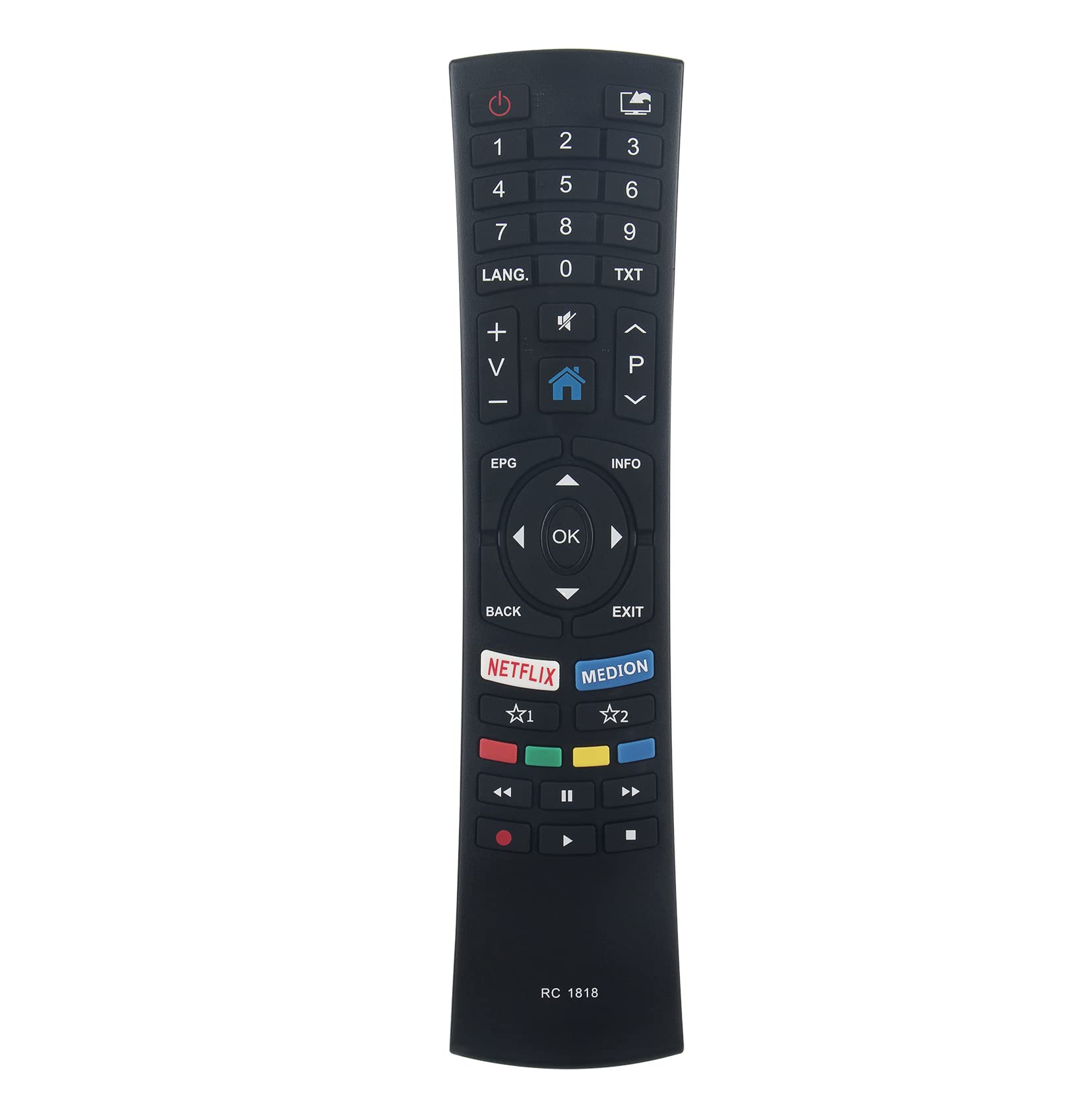 AULCMEET RC1818 Replacement Remote Control Compatible with MEDION 4K OLED TV X15080 LIFEX15581 MD31421 MD31422 MD31423 MD31424 X14020 X14321 X15022 X15523 X15581 IFEX15022