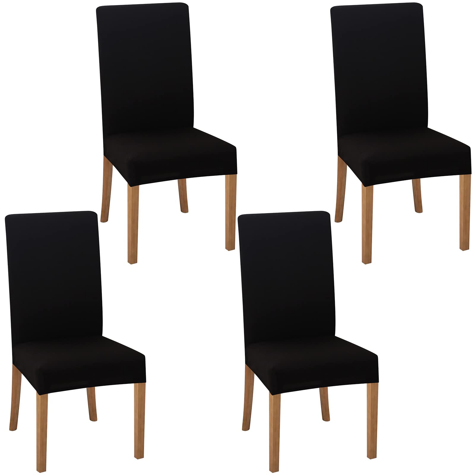 Kaket Dining Chair Covers for Dining Room Set of 4, Stretch High Back Chair Slipcovers Removable Washable, Dining Chair Protective Cover Chair Decoration Cover for Home Hotel Dining Room (Black)