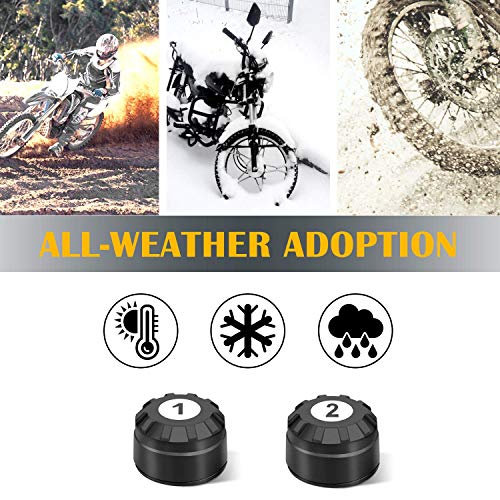 Tymate TPMS Tire Pressure Wireless System for Motorcycle, Tire Pressure Monitoring System with 2 DIY Sensors - Waterproof Digital LCD Display, Gauge Monitoring System for Motorcycle - 5 Alarm Modes - Thumbnail 4