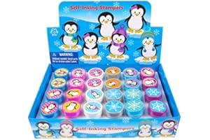 TINYMILLS Tiny Mills 24 Pcs Penguin Assorted Stamps for Kids Self Ink Stamps (12 Different Designs) Birthday Party, Stocking Stuffers, Party Favors, Goody Bag Filler Treats, Classroom Rewards