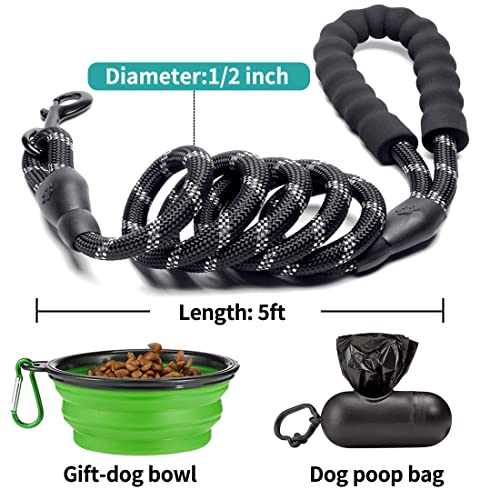 COOYOO 2 Pack Dog Leash 2/5/6 FT Heavy Duty Comfortable Padded Handle