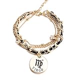 Jewelry Womens Link Bracelet, Constellation Zodiac Sign Logo Charms, Adjustable Size Bangle