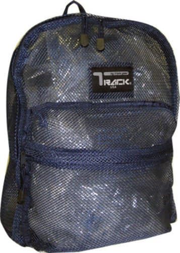 Mesh Backpack Pack See Through School Bag Clear Sports Gym ping 4 Color (Color: Navy)
