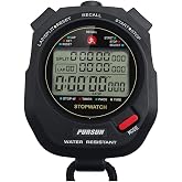 Professional 6-in-1 Sports Stopwatch, 1/1000s Millisecond Timing &amp; 200 Lap Memory, Waterproof Lap Split Timer with Lanyard, Easy Operation for Coaches, Track and Field, Football