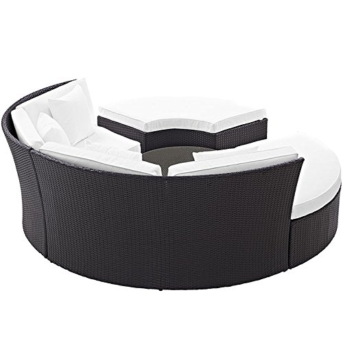 Modway Convene Wicker Rattan Outdoor Patio Round Poolside Sectional