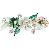 Green Flower Hair Clips Women Rhinestone Flower Butterfly Hairpin Hair Clip Barrette Ponytail Holder Glitter Crystal Elegant Gifts Hair Accessories for Beauty and Personal Care