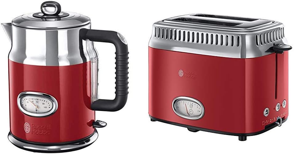 Amazon.de Russell Hobbs Toaster + Russell Hobbs Wasserkocher Retro rot