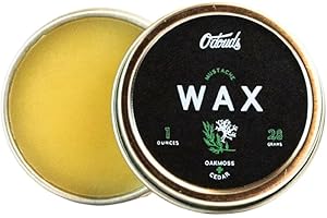 O'Douds Mustache Wax - Daily Natural Moustache & Beard Styling with a Firm Hold, Natural Shine - Plant-Based, Vegan Ingredients for Grooming, Shaping, & Conditioning, Oakmoss & Cedar Scent, 1 oz.