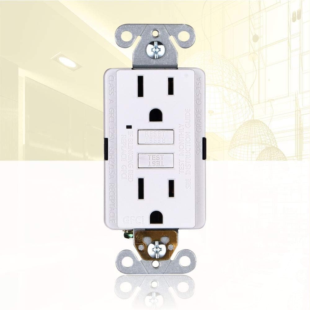 15A GFCI Outlets [3-Pack], Non-Tamper-Resistant GFI Duplex Receptacles with LED Indicator, Self-Test Ground Fault Circuit Interrupter, ETL Listed, White, 3 Piece - - 