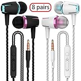 VPB Earbud Headphones with Remote & Microphone, in Ear Earphone Stereo Sound Noise Isolating Tangle Free for iOS and Android Smartphones, Laptops (Mixed Color 8 Pairs)