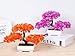 Frjjthchy Mini Artificial Bonsai Tree Plants with Plastic Cement Pots for Home Office Décor (Rose Red)