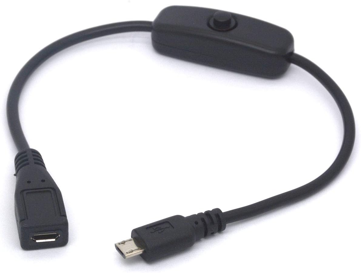 OpenII Micro USB On Off Cable Micro-USB Male to Female Switch Charging Cord for Raspberry Pi Arduino, Smartphone
