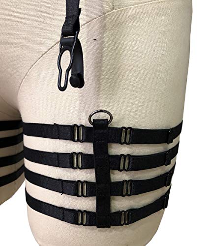 BODY CAGE Women's Leg Garters for Stockings Harness Suspenders Belt Punk Gothic Dance Lingerie Accessories Stockings Garter Belt (Black)