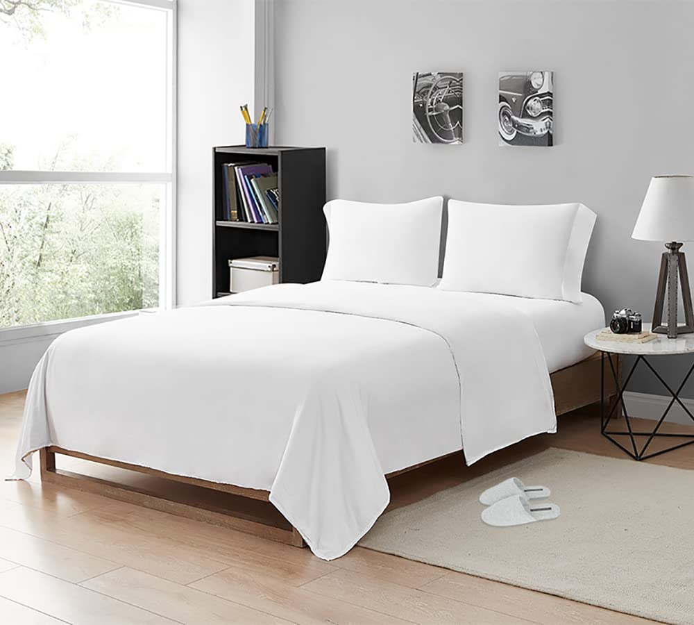 MistyMorning Flat Sheet, Soft & Premium quality Bedding & Linen, Egyptian Cotton with 200 Thread Count. (White, King) — image 1
