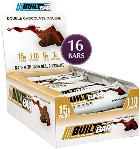 Built Bar - Double Chocolate Mousse Protein Bar - High Protein - Low Calorie - Low Fat - High Fiber - Energy Snack Bar - 16/Box