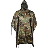 Fousam Camo Rain Poncho, Multi Use Waterproof Rain Coat