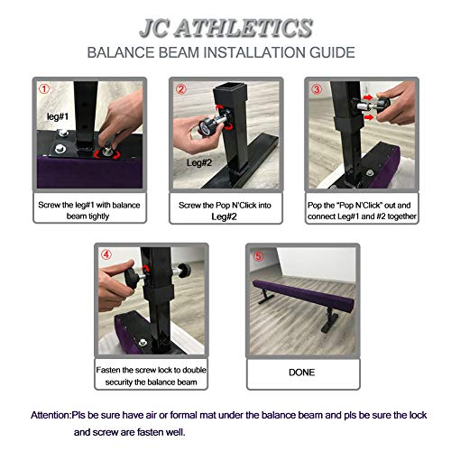 JC-ATHLETICS Adjustable Balance Beam Gymnastic Practice Training Equipment for Kids Children Home Floor Use,8 Feet Long (Pink)