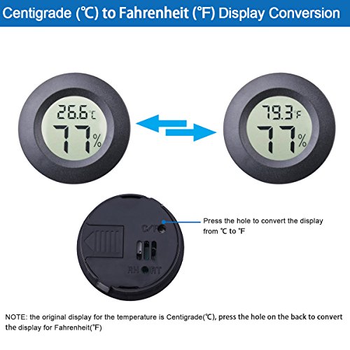 veanic - termómetro higrómetro de 4 unidades, medidor de grados fahrenheit o celsius, monitor lcd digital, medidor de temperatura de humedad redondo para interiores, para humidores, invernadero para el hogar, sala de bebés, incubadora de reptiles