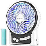 OPOLAR Portable Travel Mini Fan with 3-13 Hours Battery Life for Camping, Personal Battery Operated or USB Powered Handheld Fan, Internal Blue and Side Light, 3 Speeds, Quiet, Rechargeable