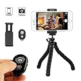 iPhone Tripod,YoYo Stand Holder,Octopus Style Portable and Adjustable with Bluetooth Remote and Universal Clip,Tripod for Android & iOS Phone,Camera (Black)