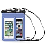[2 Packs] Bfull Waterproof Phone Case With Dual Waterproof Measures, Universal Cell Phone Dry Bag Pouch for Outdoor Activities for Devices up to 6.0’’ (Blue)