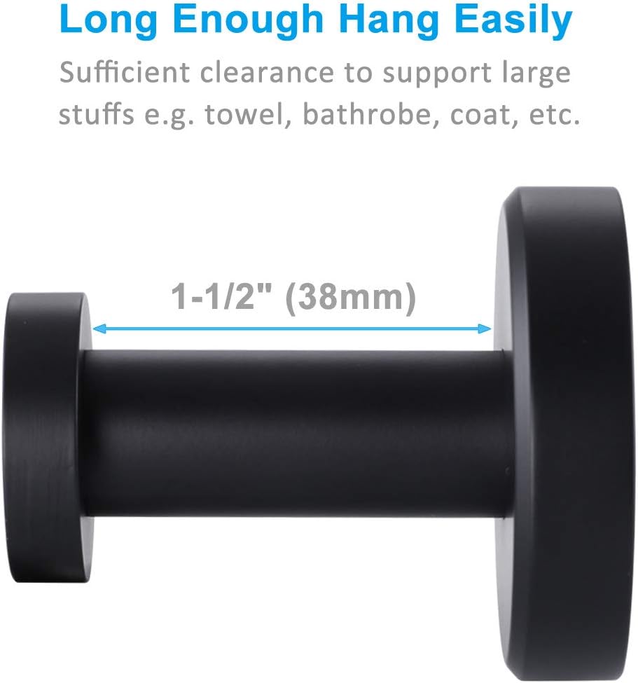 Matte Black Robe Towel Hook, APLusee Stainless Steel Modern Coat Hook, Utility Shower Towel Hanger for Bathroom Kitchen Home Storage: Home Improvement