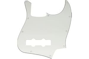 Musiclily 10 Hole JB Bass Pickguard for Fender US/Mexico Made Standard Jazz Bass, 3Ply Parchment