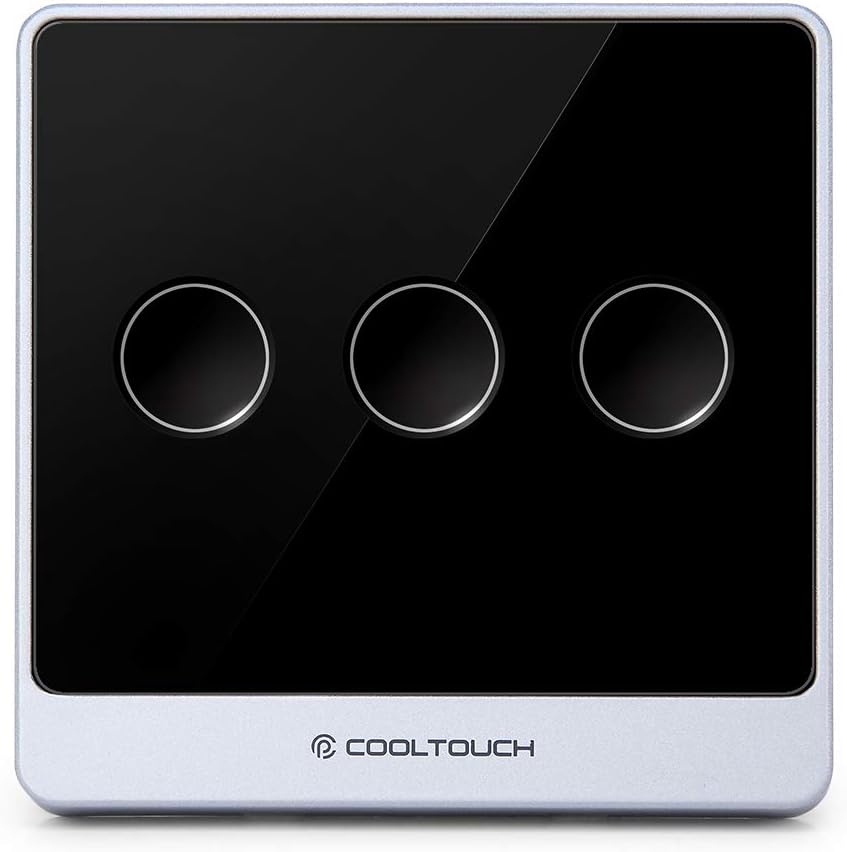 COTOTech Smart Wi-Fi Light Switch With Glass Touch Panel,Single Pole or 3-Way,Requires Neutral Wire,Smartphone Remote Control,No Hub Needed,Compatible with Alexa (3 gang, Black)