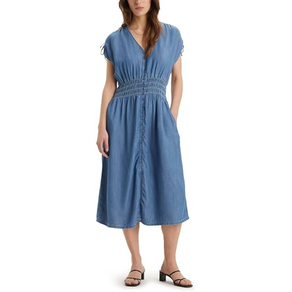 white christmas dresses Ashe Short-Sleeve Denim Dress main image 1