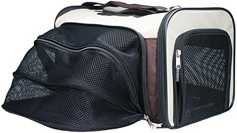 WPS Airline Approved Pet Carrier - Ideal for Cats and Small Breed Dogs, With Expandable Area, Soft Fleece Mat, and Side Pockets, LARGE
