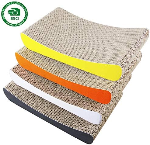 Cat Scratcher Corrugated Cardboard, Durable Scratching Pad, Leather Texture Surface, with Catnip Included, Four Leather Colors for Selection Fit Cats