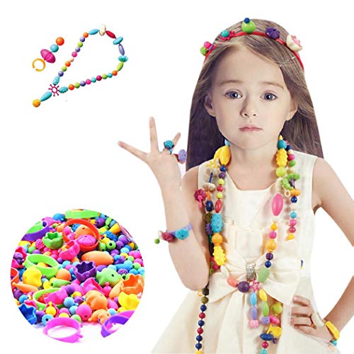 Halffle 70/260Pcs DIY Pop Beads Necklace Bracelet Rings Set Art Crafts Pop Snap Beads Set Creative Arts and Crafts Gifts for Kids (70 Pcs)