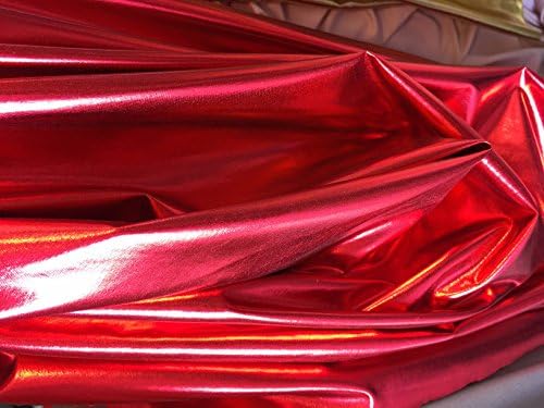 4 way stretch metalic red pleather w red backing 60"w Fabric by the yard