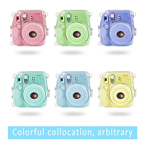 Katia Camera Case Bag Compatible for Fujifilm Instax Mini 9 Instant Camera, also for Fujifilm Instax Mini 8 Instant Film Camera with Strap - Shining Pink
