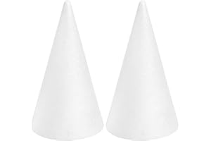 FFchuanhe 2-Pack Foam Cones for Crafts, Foam Trees Cones (7×11.4 Inch) for Holiday Decorations, Christmas, DIY Projects, Table Centerpieces.