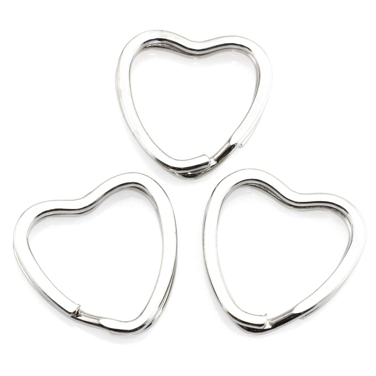 Photo 1 of ***CIRCLES NOT HEARTS*** ONLY 3*** Heyous 10pcs Creative Flat Key Ring Silver DIY Metal Key Holder Keyring Keychain Hoop Loop Heart Shape